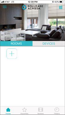 Select the newly created room and select the Plus icon to add a linked shade to the room. Select Add Existing Device to select treatments from the dropdown to add to the room.