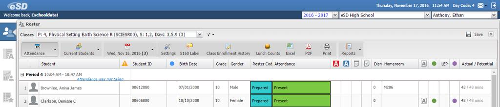 Student List Select Current Students (default setting) or Dropped Students from the Student List menu to display the current or dropped students, or click the tool button to toggle between current