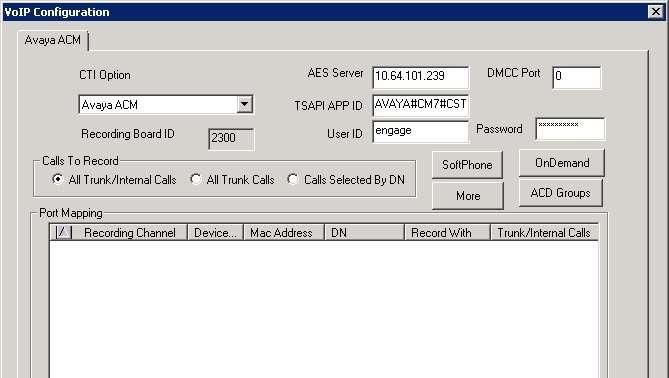 9.2. Administer CTI The VoIP Configuration screen is displayed, along with the Avaya ACM tab, as shown below.