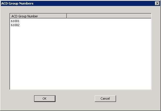 Right click in the empty pane and select Add. The ACD Group Number Configuration screen is displayed next.
