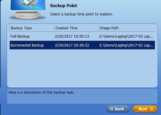 Mount an Image Here you pick the date of the backup you wish to mount