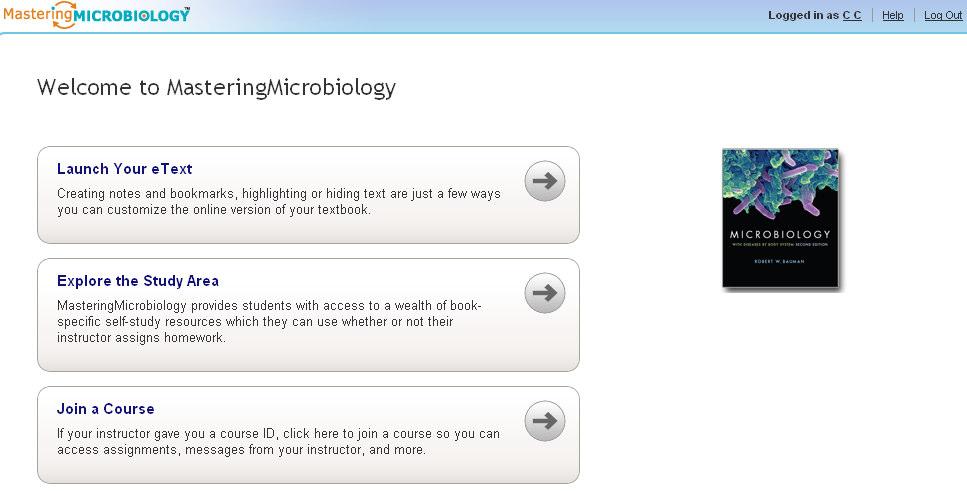 If you DID NOT enter a Course ID during registration, your MasteringGenetics welcome screen will look like similar to