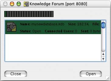 Quitting the Knowledge Forum Server 4. Double-click.