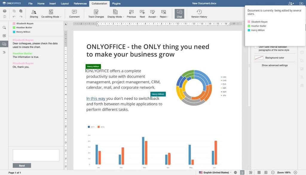 ONLYOFFICE (Documents, SpreadSheets, Presentations) Create a software requirements document using the ONLYOFFICE document writer Create