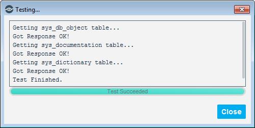 Test ServiceNow Connection Testing the ServiceNow connection retrieves table and column information. To test a ServiceNow connection: 1. In the Modules pane, select ServiceNow.