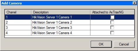 Video Integration 2. Select Attached to AxTraxNG next to the camera(s) you wish to add to the system. 3. Click OK. The selected cameras appear in the Table View area. 6.2.3 Conditioned Recording via Panel Links See Section 6.
