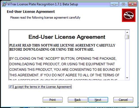 The License Agreement screen opens. 4.