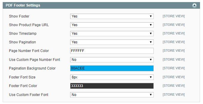 PDF Footer Settings In the PDF Footer Settings you can: Optionally add a footer to your product page by enabling the Show Footer option.