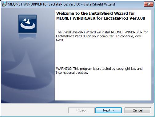 * If the same version of MEQNET WINDRIVER is already installed, the following message appears.