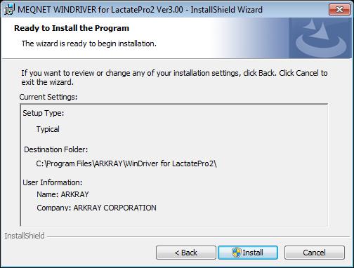 Click [Install] to start installation. *When user account control screen appears for Windows 7 click [Yes] or [Allow].