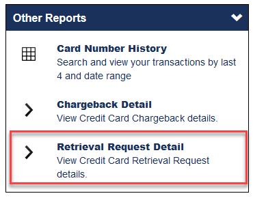 Retrieval Request Detail A Retrieval Request is a request from a card holder to see a copy of the transaction receipt.