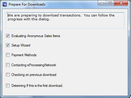 Prepare for Download Window When you first initiate the Download Process, epnplugin requires you choose an income account.