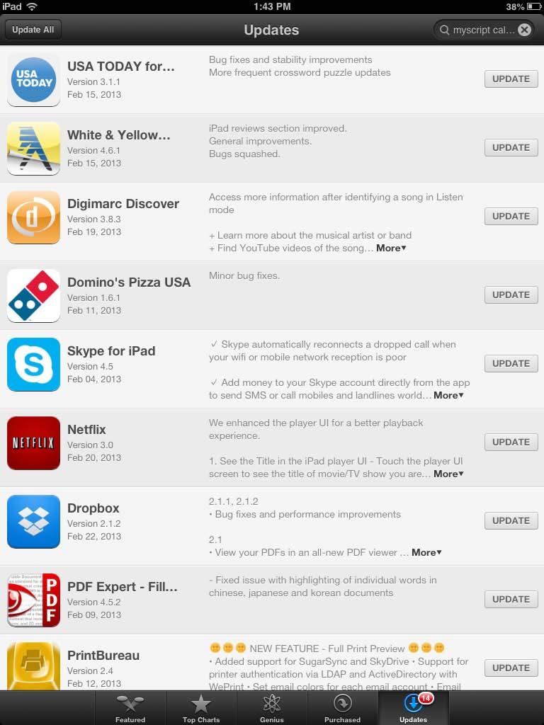 App Updates App Store Updates (bottom) Update All OR