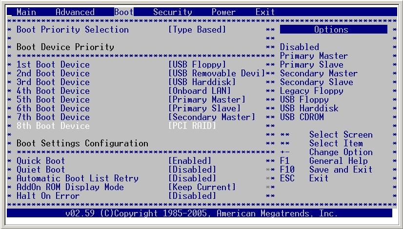 3. Enter the 'Boot' menu. Set one of the boot devices to [PCI RAID] in the 'Boot Device Priority' list.