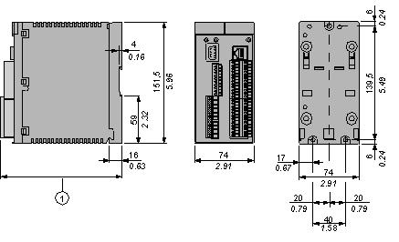 Dimensions Drawings Dimensions 1 When using XPSMCTS connectors this dimension is