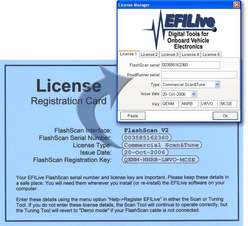 Registering FlashScan V2 From within the Scan Tool or Tuning Tool software, select the menu option: Help->Register EFILive.