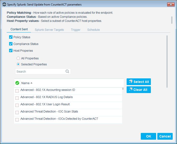 To send an update to the Forescout platform: 1. In the Console, Home tab, right-click an IP address. 2. Select Audit and then select Splunk: Send Update from CounterACT. 3.