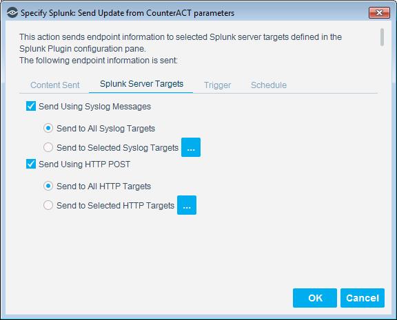 7. If you select Send Using Syslog Messages, do one of the following: Leave the default setting, Send to All Syslog Targets.
