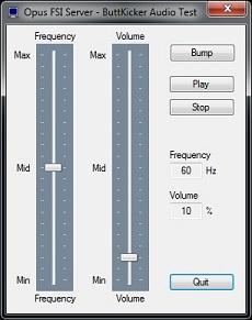ButtKicker Audio Test Dialog This dialog can be used to test the audio output for the selected audio device.