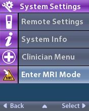 About System Settings Using the System Settings, you can set or change a Remote Control interface settings, like Alert Volume, Screen Brightness, and the Language setting.