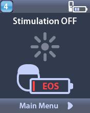 Stimulator at end of service. Call your doctor. The Home Screen will also display the EOS indicator icon.