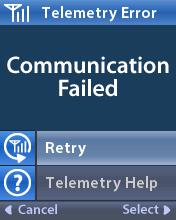 If the Remote Control is unable to communicate with the Stimulator, the Telemetry error message, Communication Failed, will appear: To retry communication