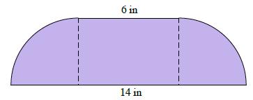 Exercise 2 Calculate the area of the figure below that consists of a rectangle and two quarter