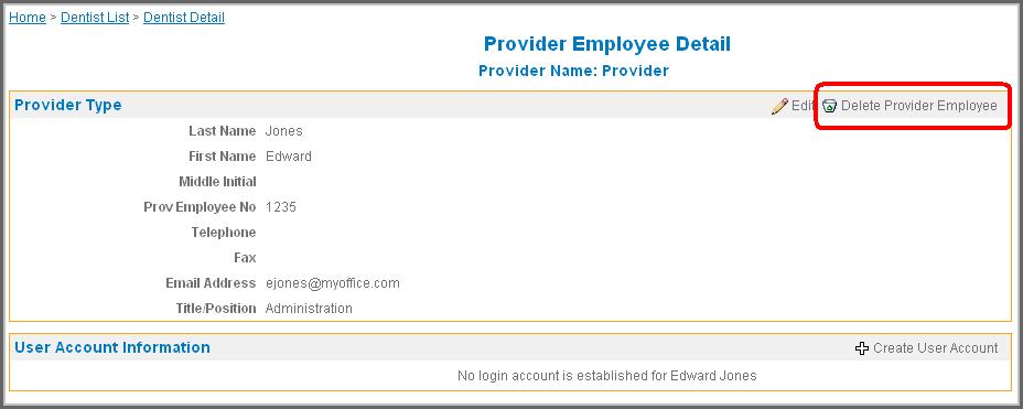 Delete an Employee Before you can delete an employee, you must delete their user account if they have one configured.