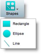 Add a Shape Object Click Shapes on the toolbar. Step 2 Choose whether the new shape should be a rectangle, an oval, or a line.