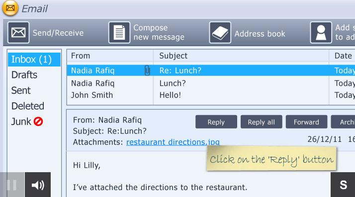 Replying to emails It s really straightforward to reply to a message too. All you need to do is press the Reply button and all the address and subject information should already be added for you.