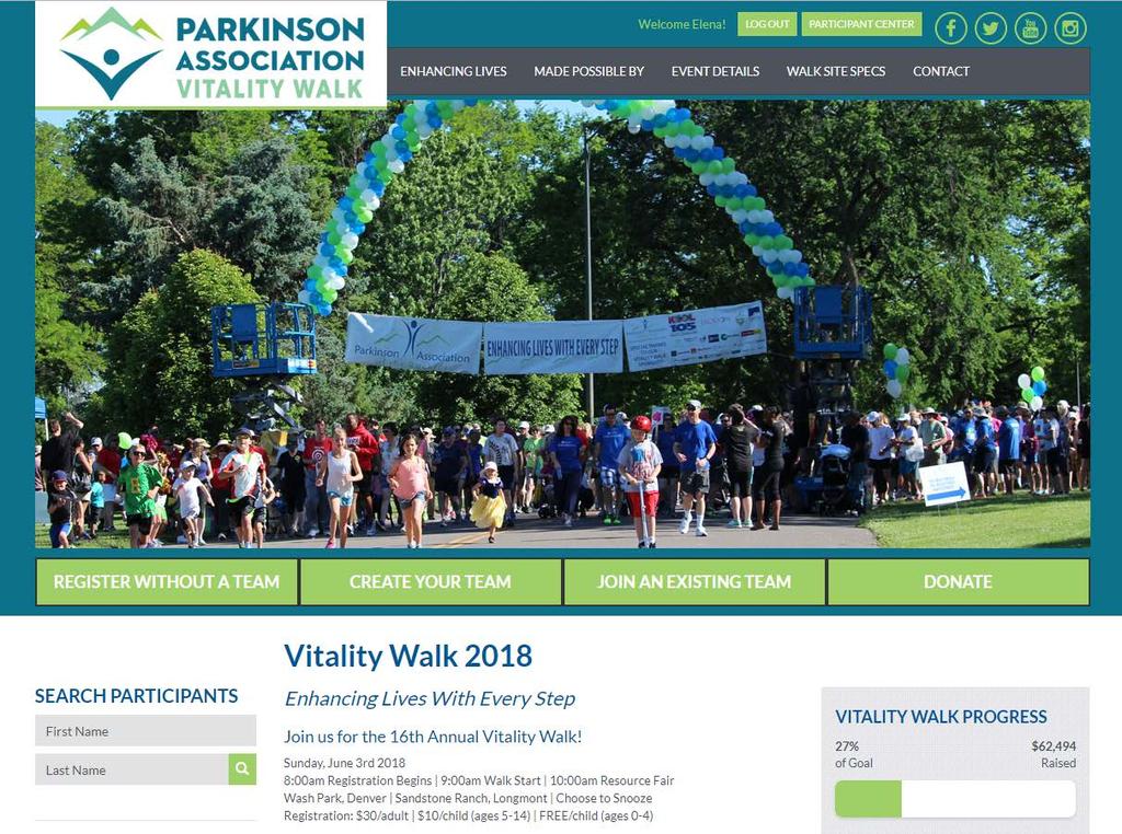 4) The Vitality Walk website will reload.