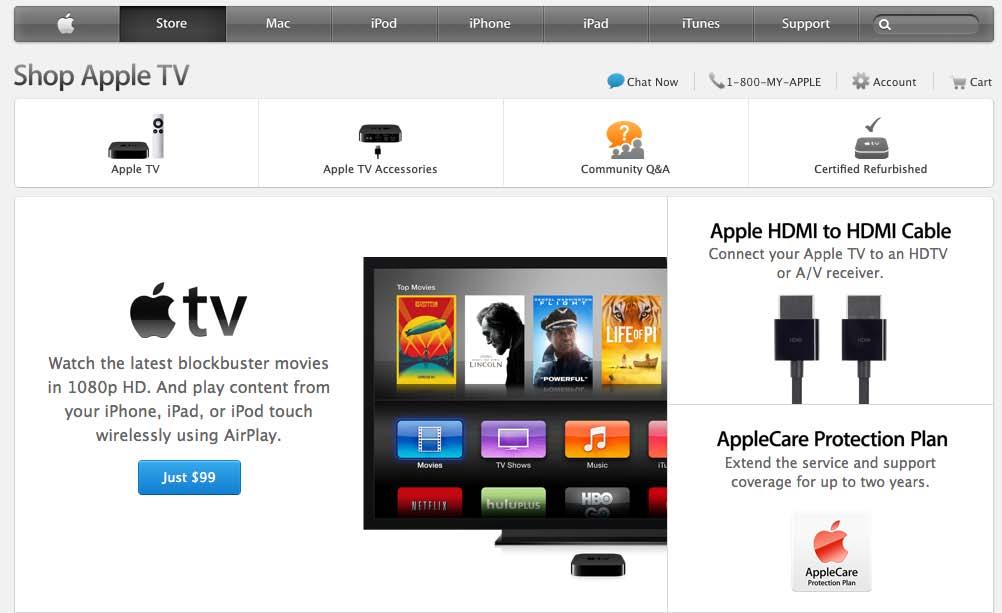 Apple just opened a Apple TV page on the www.apple.
