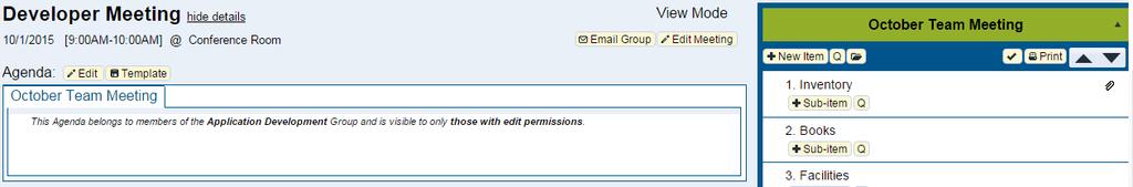 2) On the Agenda screen, select the <Email Group> button 3) The Email Meeting Details screen will display.