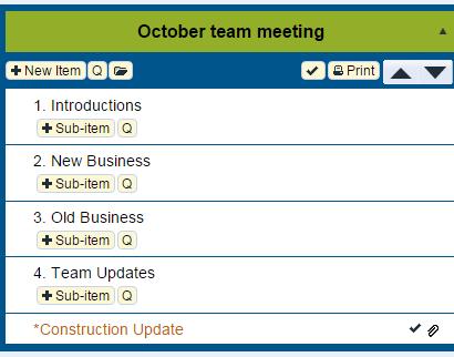 1) From the AgendaManager Dashboard click the Meeting of the agenda you wish to view and print.