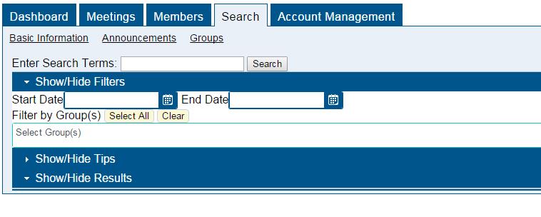 To include all groups that you are a member of, click the <Search All> button.