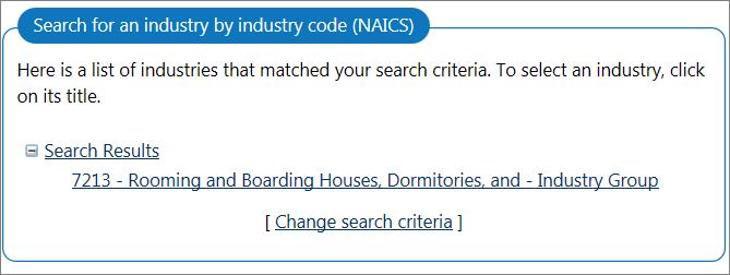 If the staff member was searching for an employer, the system will open the Advanced Employer Search screen with the Industry Title field filled in.