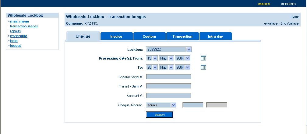 Searching Images Users can search for images of lockbox documents for both the current date and for archived lockbox activity within the retention period.
