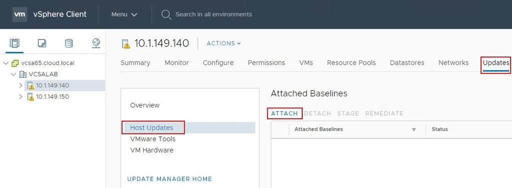 Now that the vsphere ESXi 6.7 Update 1 ISO image has been uploaded and the new upgrade baseline for ESXi 6.
