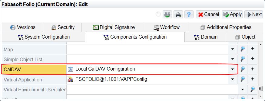 11. In the Configuration for CalDAV field select the recently created configuration object. 12. Click Next to save the changes. 13.