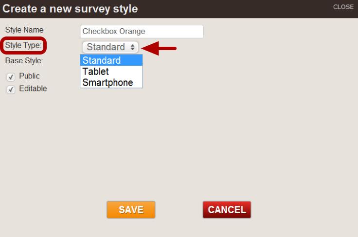 After naming the style, select a Style Type from the drop-down