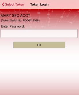 Enter your token password or use Biometric Authentication to