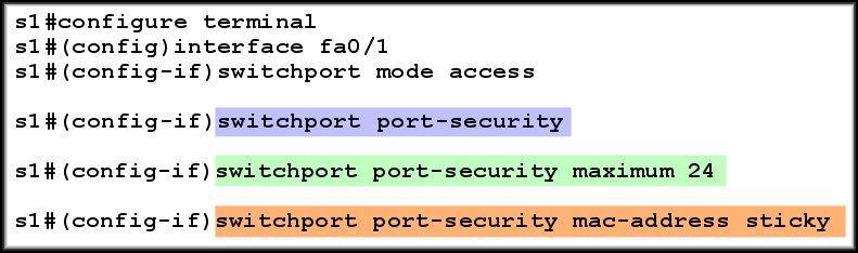 Configuring Port Security Configure