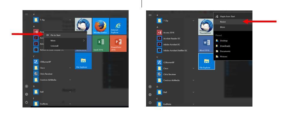 Tiles If you would like a Program to remain on the Start menu you can Pin It.