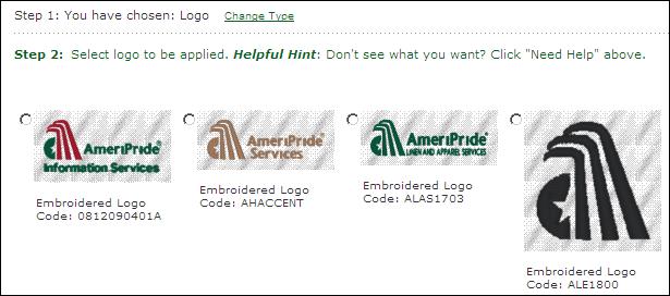 Adding a Logo Select Approved Logo to use a custom embroidered logo, screen print design, or screen print emblem stored in your logo library.