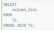 employee_id Cross join: The SQL CROSS JOIN produces a result set which is the number of rows in the first table multiplied by
