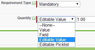 User editable numeric picklist with a default set by the admin NOTE: By default all product rules remain not editable after update.