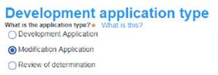 Select Development application to submit details of an entirely new development application.