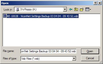 Configuration changes require application restart, click ok. 3. Navigate to the Floppy 7. Highlight the.vsb file.