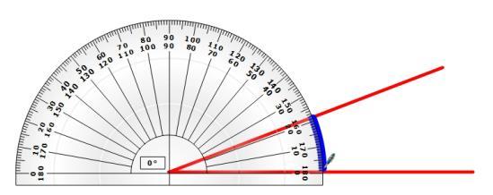 Fill an angle by aligning the protractor with your angle, then drawing the pen