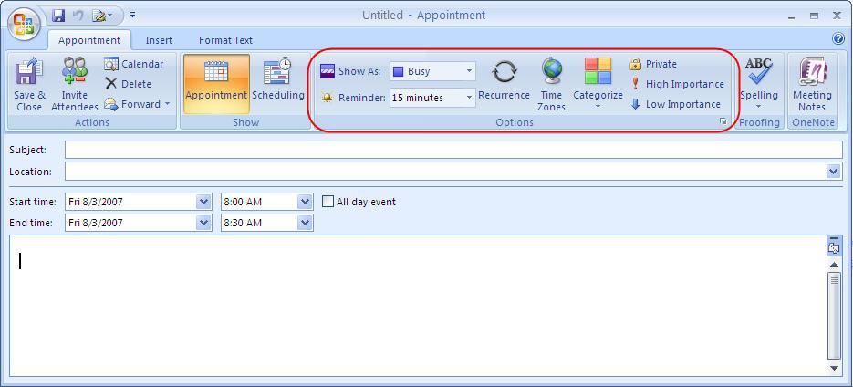 Appointments An appointment is a calendar item with a specific time that only applies to you. If you have given someone rights to your calendar, you can mark the item as private.